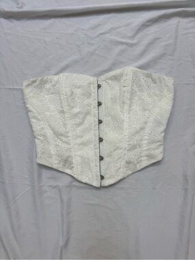 White Eyelet Corset Tank Top